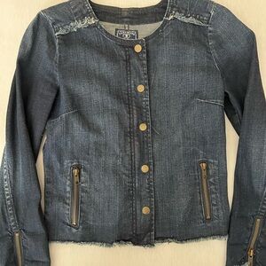 Lucky Brand Blue Denim Jacket with Gold Buttons